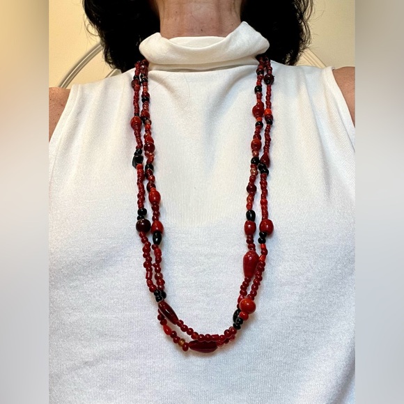 Vibrant Paprika and Black Beads
